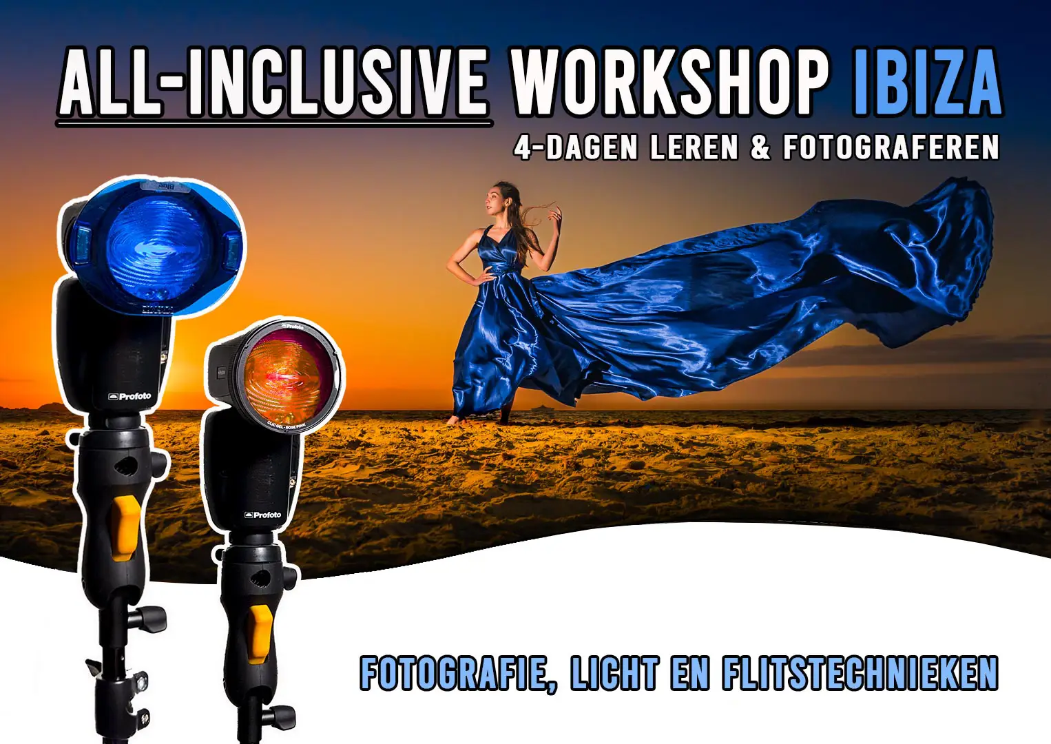 Destination Workshop Ibiza. We gaan heel veel fotograferen je alles leren over licht en Off-Camera Flash op het mooie Ibiza! Til met deze workshop jouw creativiteit naar een hoger niveau.